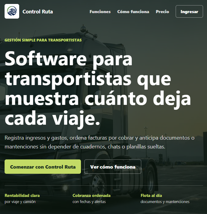 Página principal de Control Ruta